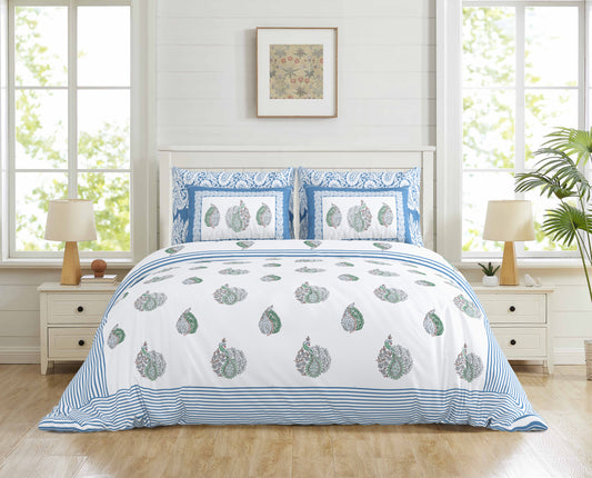 Aryavart - 350 TC Handblock Pure Cotton Bedsheet Set