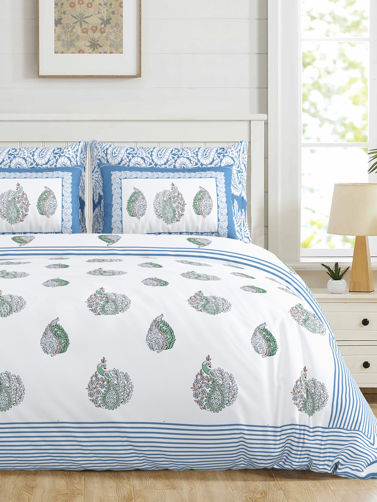 Aryavart - 350 TC Handblock Pure Cotton Bedsheet Set