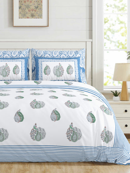 Aryavart - 350 TC Handblock Pure Cotton Bedsheet Set