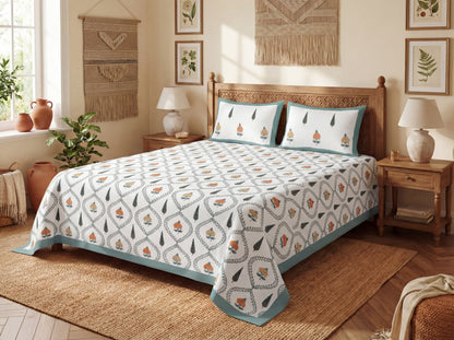 Chitraya - 350 TC Handblock Pure Cotton Bedsheet Set