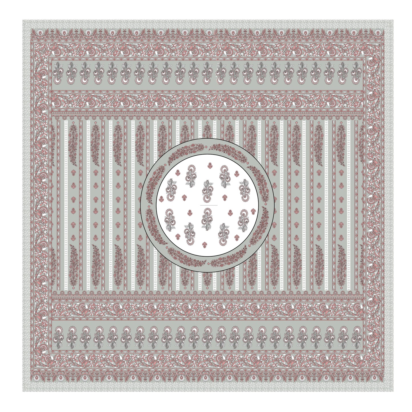 Mehar Motif - 350 TC Handblock Pure Cotton Bedsheet set