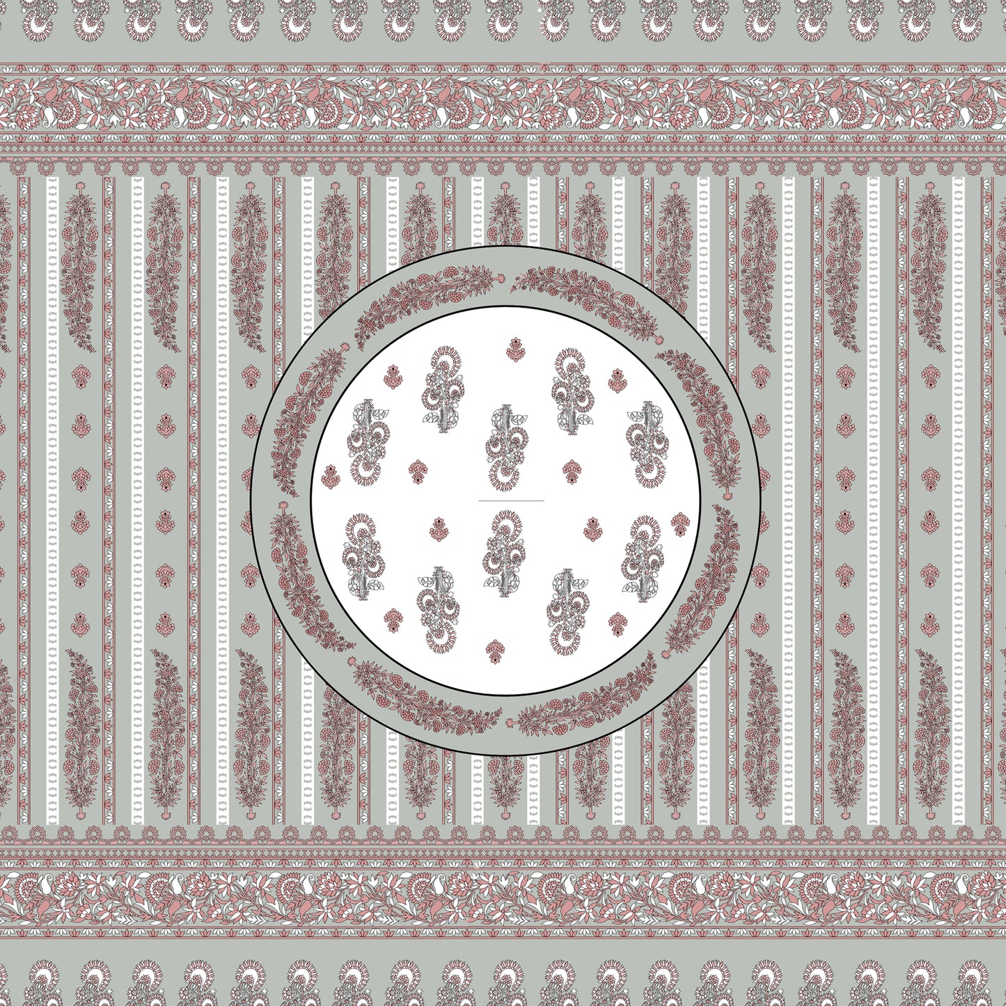 Mehar Motif - 350 TC Handblock Pure Cotton Bedsheet set