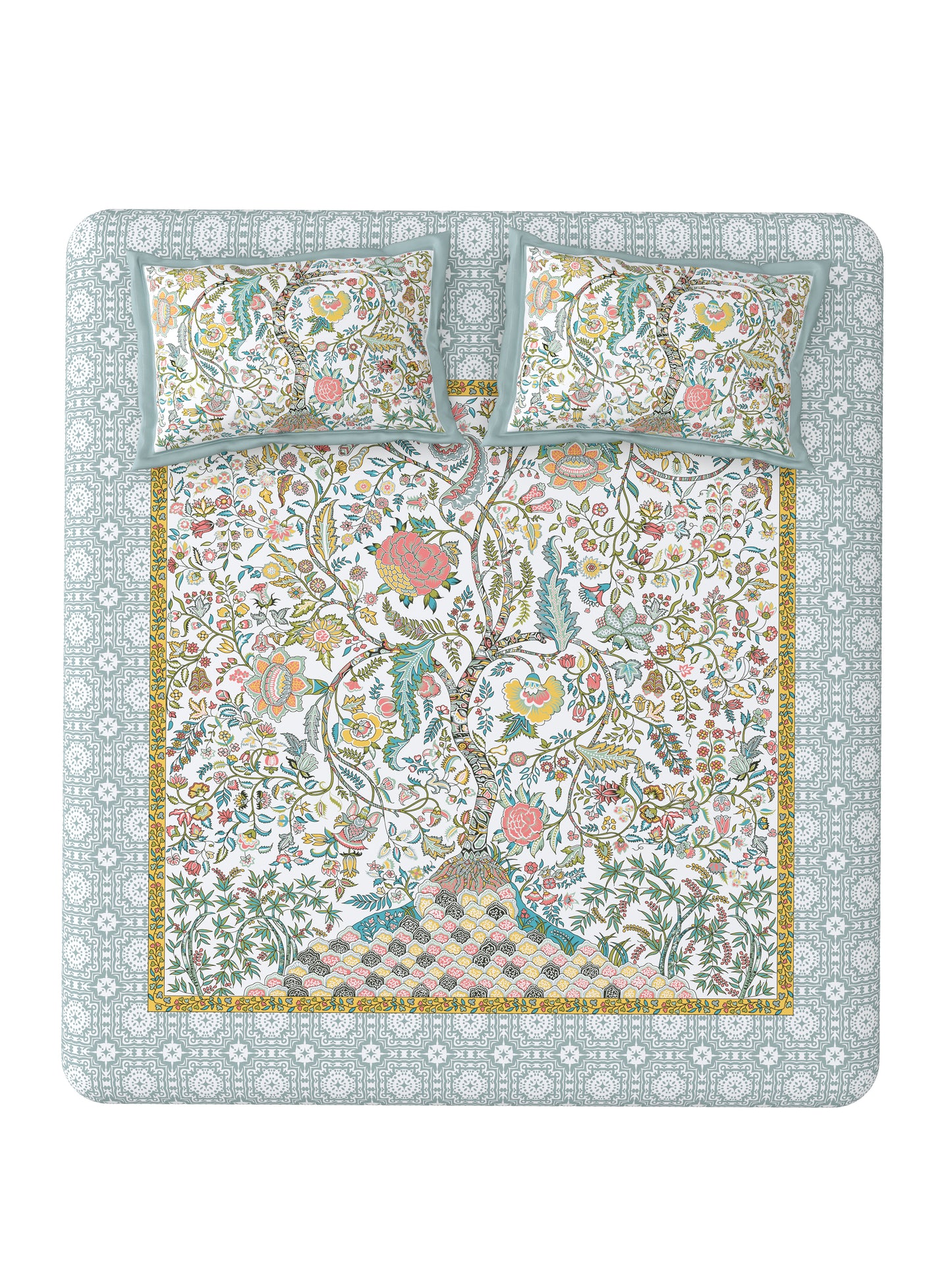 Vaibhav - 350 TC Handblock Pure Cotton Bedsheet Set