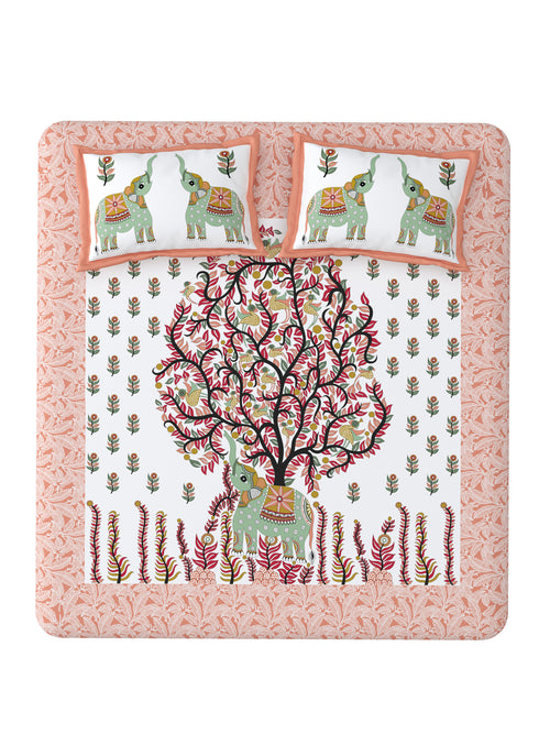 Ujjaini - 350 TC Handblock Pure Cotton Bedsheet Set