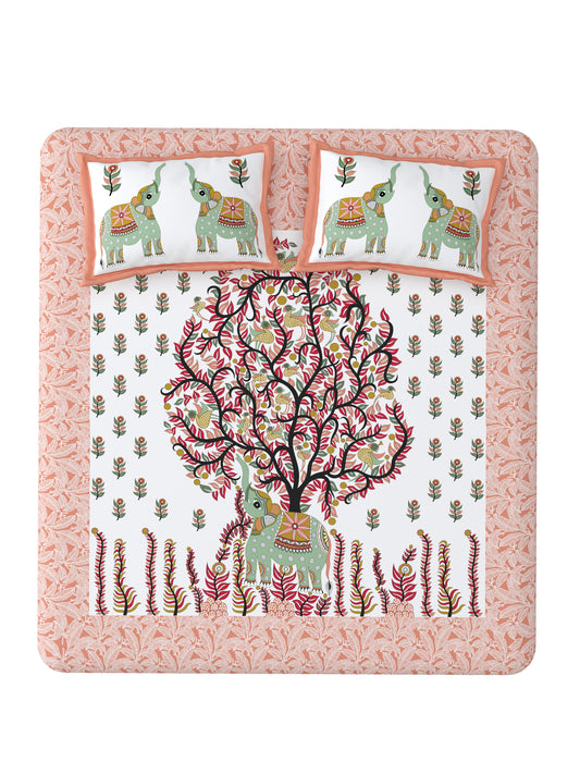 Ujjaini - 350 TC Handblock Pure Cotton Bedsheet Set