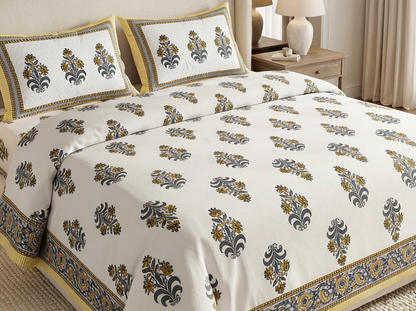 Kesari - 350 TC Handblock Pure Cotton Bedsheet Set