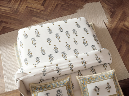 Rajwara - 350 TC Handblock Pure Cotton Bedsheet Set