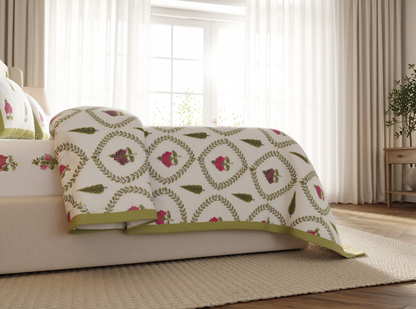 Sanskriti - 350 TC Handblock Pure Cotton Bedsheet Set