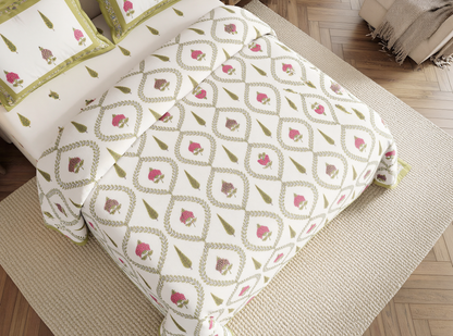 Sanskriti - 350 TC Handblock Pure Cotton Bedsheet Set