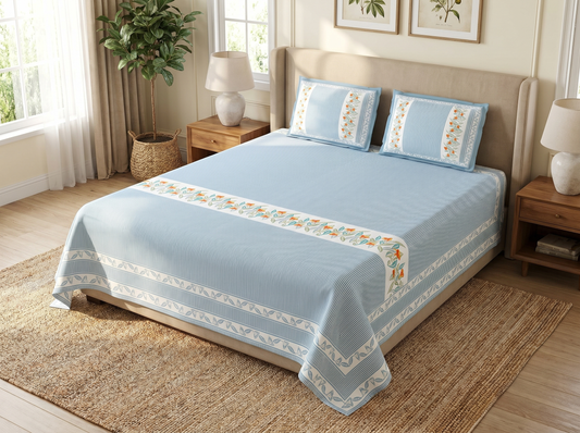 Kalman - 350 TC Handblock Pure Cotton Bedsheet Set