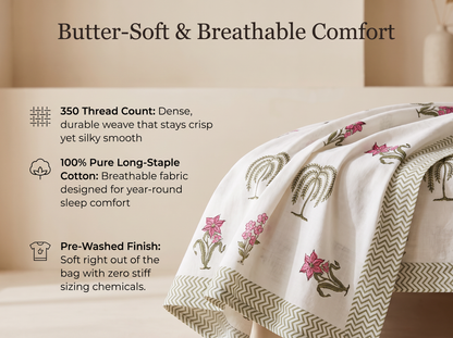 Lakendra - 350 TC Handblock Pure Cotton Bedsheet Set (Copy)