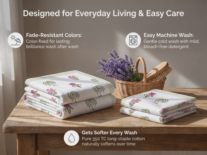 Lakendra - 350 TC Handblock Pure Cotton Bedsheet Set (Copy)