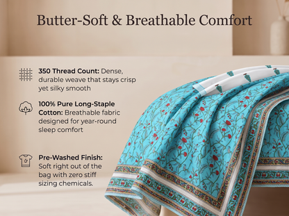 Malati - 350 TC Handblock Pure Cotton Bedsheet Set