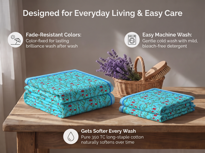 Malati - 350 TC Handblock Pure Cotton Bedsheet Set